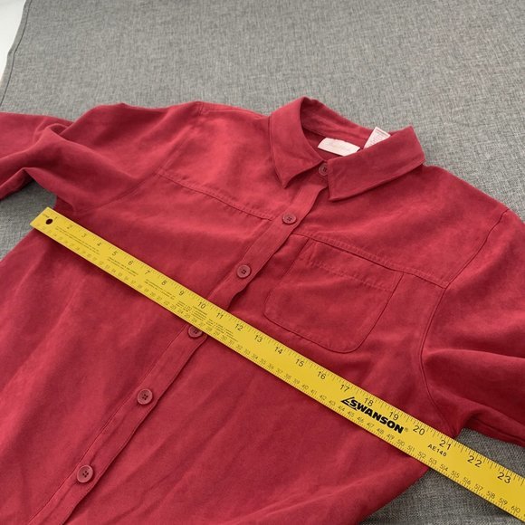 Studio Works Women's Red Button Down Blouse Suede Material Medium 100% Polyester - Picture 10 of 15